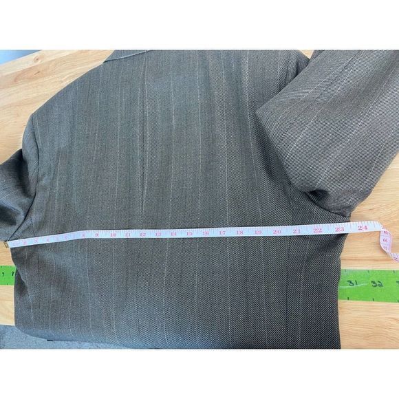Jos A Bank 44 R 100% Wool Blazer Sport Coat Jacket Herringbone Stripe Brown 2 Bu - Picture 9 of 12